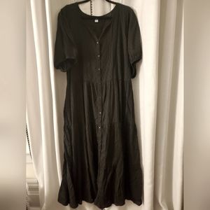 Old Navy Women's Puff-Sleeve Clip Dot Button-Front Midi Swing Dress, XXL